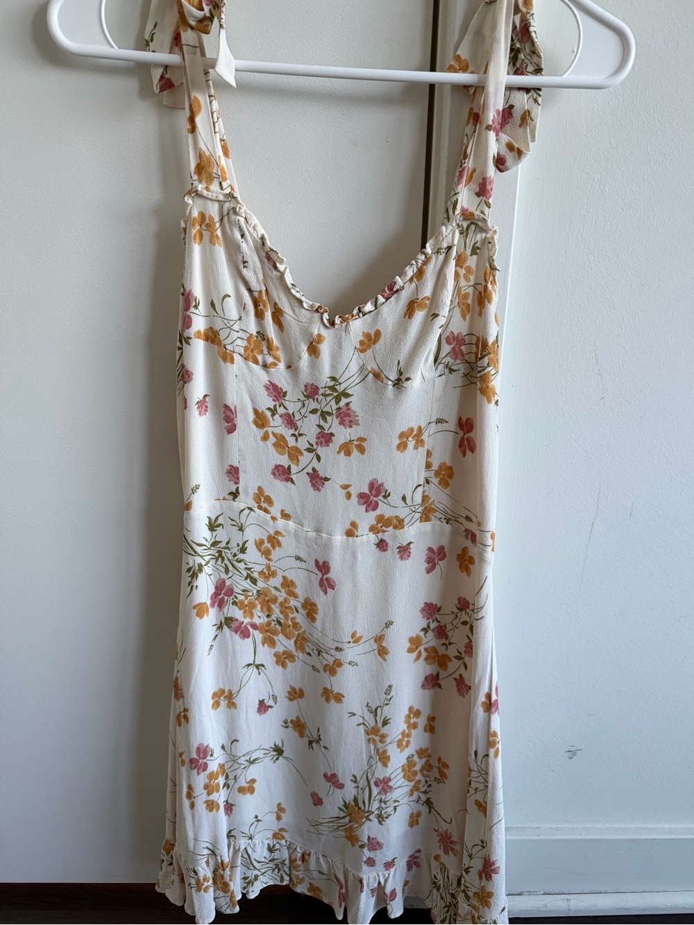 Reformation Cream Floral Tie-Shoulder Sundress